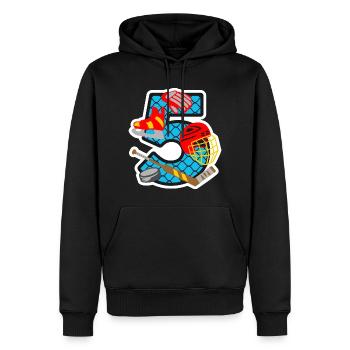 Hockey sur glace 5e anniversaire Numéro 5 - 5 ans - Sweat à capuche Premium bio Homme - noir - Devant - Nico (187cm)