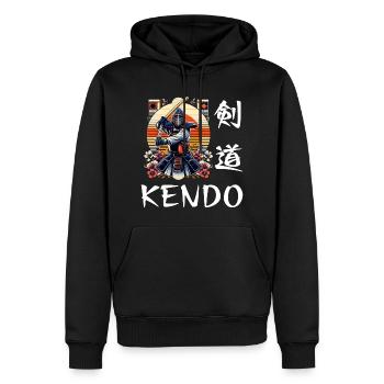 cadeau kendo sport - Sweat à capuche Premium bio Homme - noir - Devant - Nico (187cm)