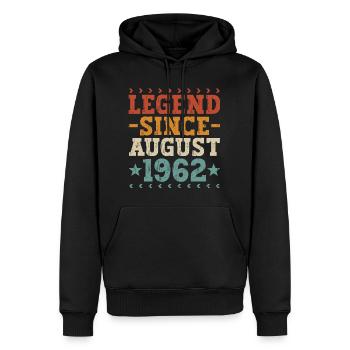 Légende Août 1962 Vintage Vintage Anniversaire - Sweat à capuche Premium bio Homme - noir - Devant - Nico (187cm)