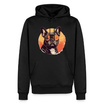 Französische Bulldogge Sonnenbrille - Männer Premium Bio Hoodie - Schwarz - Vorne - Nico (187cm)