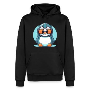 Pinguin mit Sonnenbrille, Antarktisvogel, - Männer Premium Bio Hoodie - Schwarz - Vorne - Nico (187cm)