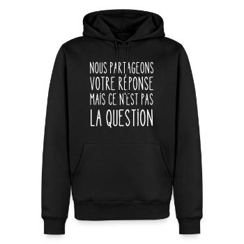 nous partageons votre réponse - Sweat à capuche Premium bio Homme - noir - Devant - Nico (187cm)