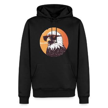 Eagle with sunglasses, falcon - Men’s Premium Organic Hoodie - black - Front - Nico (187cm)
