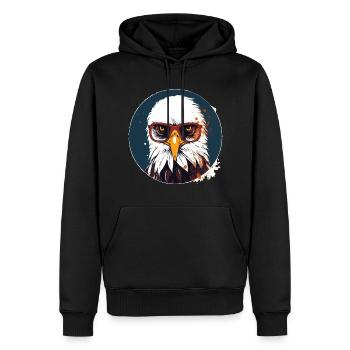 Eagle with sunglasses, falcon, bird - Men’s Premium Organic Hoodie - black - Front - Nico (187cm)
