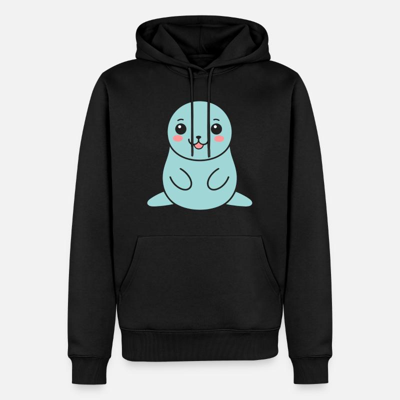 Seelöwe - Männer Premium Bio Hoodie - Schwarz