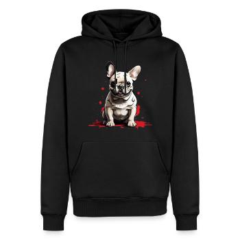 CHIEN BOULEDOGUE FRANÇAIS - Sweat à capuche Premium bio Homme - noir - Devant - Nico (187cm)