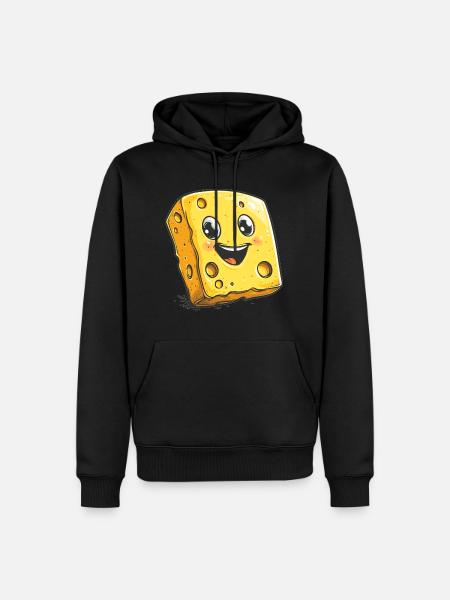 Laughing Cheese Cartoon - Men’s Premium Organic Hoodie - black