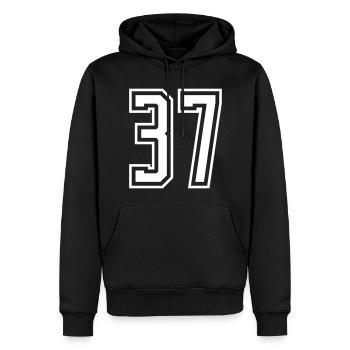 37 Numéro de numéro - Sweat à capuche Premium bio Homme - noir - Devant - Nico (187cm)