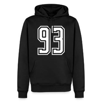 93 Zahl nummer - Männer Premium Bio Hoodie - Schwarz - Vorne - Nico (187cm)