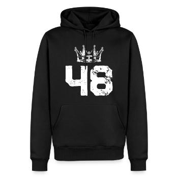 48 Zahl Krone - Männer Premium Bio Hoodie - Schwarz - Vorne - Nico (187cm)