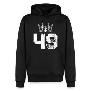 49 Zahl Krone - Männer Premium Bio Hoodie - Schwarz - Vorne - Nico (187cm)