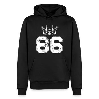 86 Zahl Krone - Männer Premium Bio Hoodie - Schwarz - Vorne - Nico (187cm)