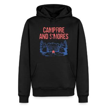 Feu de camp et S’mores Foodie Camping Food Lover - Sweat à capuche Premium bio Homme - noir - Devant - Nico (187cm)