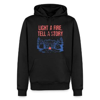 Light a Fire Tell a Story Camping Fireplace - Men’s Premium Organic Hoodie - black - Front - Nico (187cm)