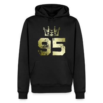 95 Couronne numérique - Sweat à capuche Premium bio Homme - noir - Devant - Nico (187cm)