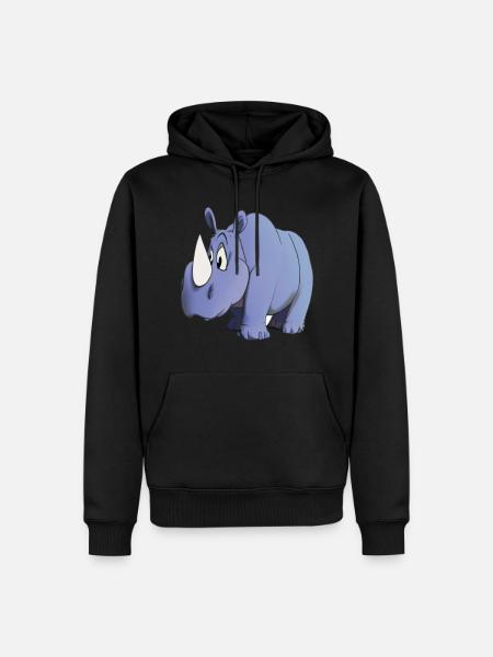 Kawaii Cartoon Rhino - Herre Premium økologisk hoodie - sort
