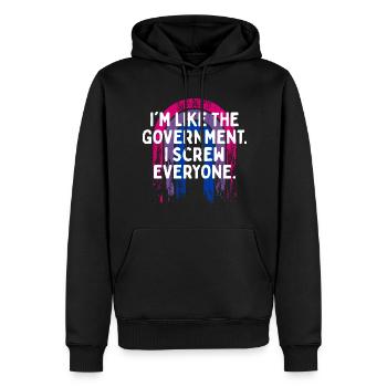 Je vis tout le monde Bisexuel Drôle Bi Humour LGBTQ - Sweat à capuche Premium bio Homme - noir - Devant - Nico (187cm)