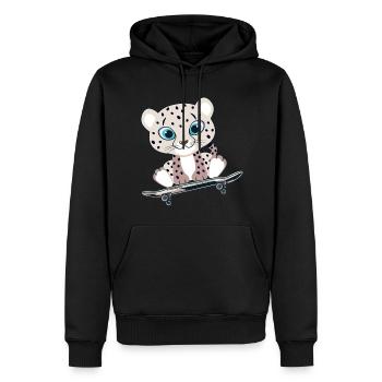 Schneeleopard - Männer Premium Bio Hoodie - Schwarz - Vorne - Nico (187cm)