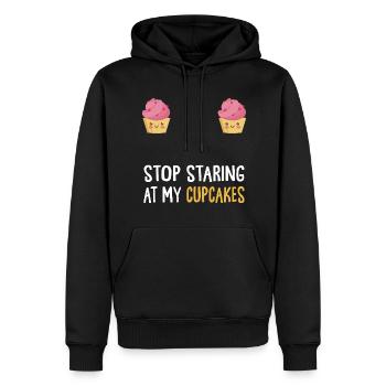 Stop Staring At My Cupcakes Pastry Baker Pink Fros - Men’s Premium Organic Hoodie - black - Front - Nico (187cm)