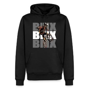 Vélo BMX - Sweat à capuche Premium bio Homme - noir - Devant - Nico (187cm)
