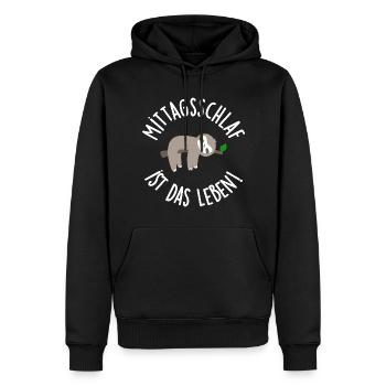 Mittagschlaf ist das Leben - Männer Premium Bio Hoodie - Schwarz - Vorne - Nico (187cm)
