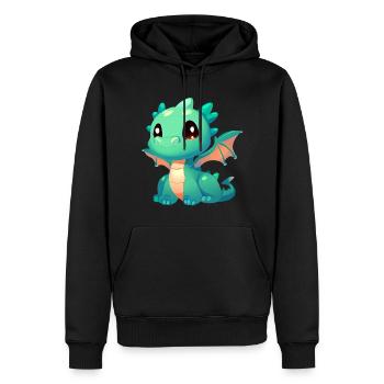 Dragon aux grands yeux - Sweat à capuche Premium bio Homme - noir - Devant - Nico (187cm)