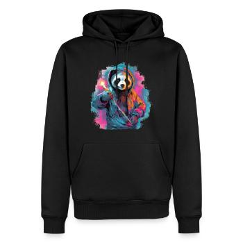 Panda mit Fackel - Männer Premium Bio Hoodie - Schwarz - Vorne - Nico (187cm)