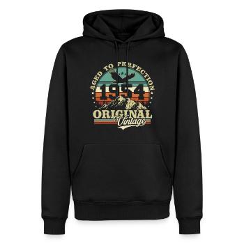 Original 1954 Vintage Vintage Retro Birthday - Men’s Premium Organic Hoodie - black - Front - Nico (187cm)