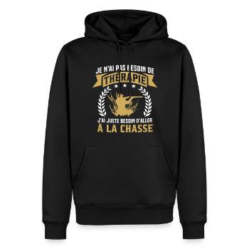 j'ai juste besoin d'aller à la chasse - Sweat à capuche Premium bio Homme - noir - Devant - Nico (187cm)