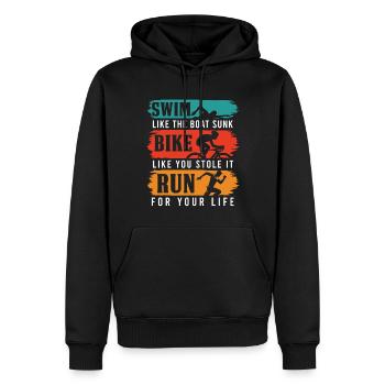 Triathlon Triathlet Geschenk - Männer Premium Bio Hoodie - Schwarz - Vorne - Nico (187cm)