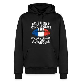 Au Rugby Un Caramel Pas Une Friandise Joueur - Sweat à capuche Premium bio Homme - noir - Devant - Nico (187cm)