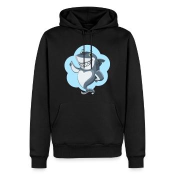 lustiger Haifisch - Männer Premium Bio Hoodie - Schwarz - Vorne - Nico (187cm)