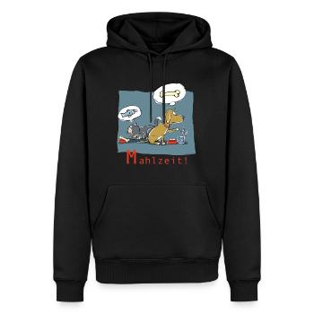 Mahlzeit! - Männer Premium Bio Hoodie - Schwarz - Vorne - Nico (187cm)