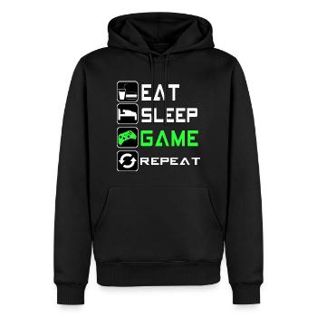 Eat sleep game repeat - gaming Gamer Shirt - Männer Premium Bio Hoodie - Schwarz - Vorne - Nico (187cm)
