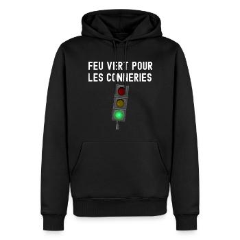 Feu vert pour les conneries cadeau homme - Sweat à capuche Premium bio Homme - noir - Devant - Nico (187cm)