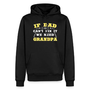 Grand-père Artisan Papa DIY Dictons drôles - Sweat à capuche Premium bio Homme - noir - Devant - Nico (187cm)