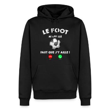L'appelle du foot - Sweat à capuche Premium bio Homme - noir - Devant - Nico (187cm)
