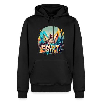 Sphinx égyptien en Égypte avec l’écriture « egypte » - Sweat à capuche Premium bio Homme - noir - Devant - Nico (187cm)