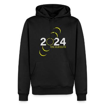 Totale Sonnenfinsternis 2024 - Zeuge der Dunkelheit - Männer Premium Bio Hoodie - Schwarz - Vorne - Nico (187cm)