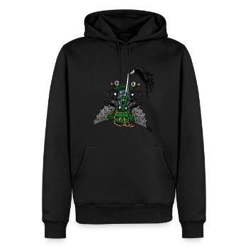 0434 tracteur vert 3350 - Sweat à capuche Premium bio Homme - noir - Devant - Nico (187cm)
