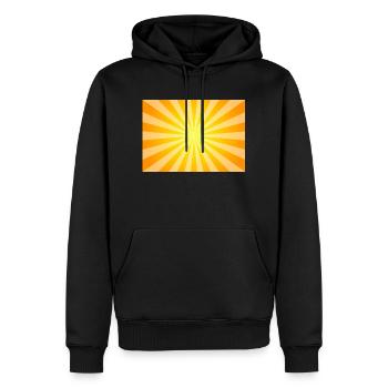 Sonnenaufgang mit Strahlen in gelb orange - Männer Premium Bio Hoodie - Schwarz - Vorne - Nico (187cm)