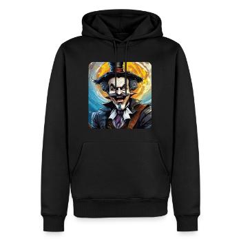 Crazy Man Clown Professeur Joker Madness - Sweat à capuche Premium bio Homme - noir - Devant - Nico (187cm)