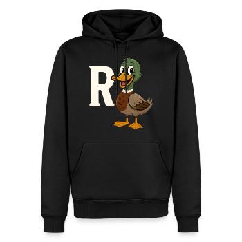 Pension Canard Retraite Grand-père Mamie - Sweat à capuche Premium bio Homme - noir - Devant - Nico (187cm)