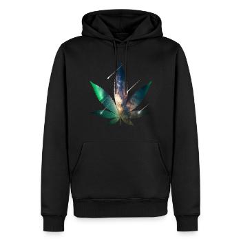Galaxy Hanfblatt - Cannabis - Weed - Männer Premium Bio Hoodie - Schwarz - Vorne - Nico (187cm)