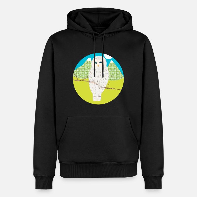 Chouette blanche - Sweat à capuche Premium bio Homme - noir