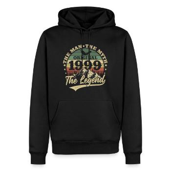1999 Vintage anniversaire homme mythe légende - Sweat à capuche Premium bio Homme - noir - Devant - Nico (187cm)