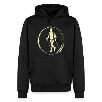 Marche Nordique Homme - Sweat à capuche Premium bio Homme - noir - Devant - Nico (187cm)
