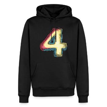 4 Zahl Bunt - Männer Premium Bio Hoodie - Schwarz - Vorne - Nico (187cm)