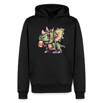 Dinosaurier triceratops Pixel Bier - Männer Premium Bio Hoodie - Schwarz - Vorne - Nico (187cm)