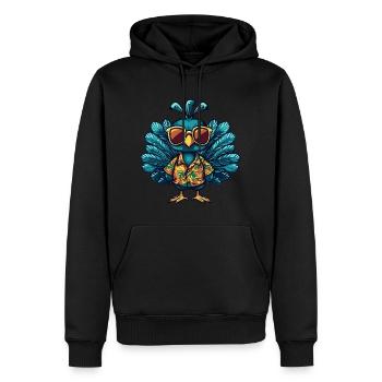 Peacock Bird Comic Funny Summer - Men’s Premium Organic Hoodie - black - Front - Nico (187cm)